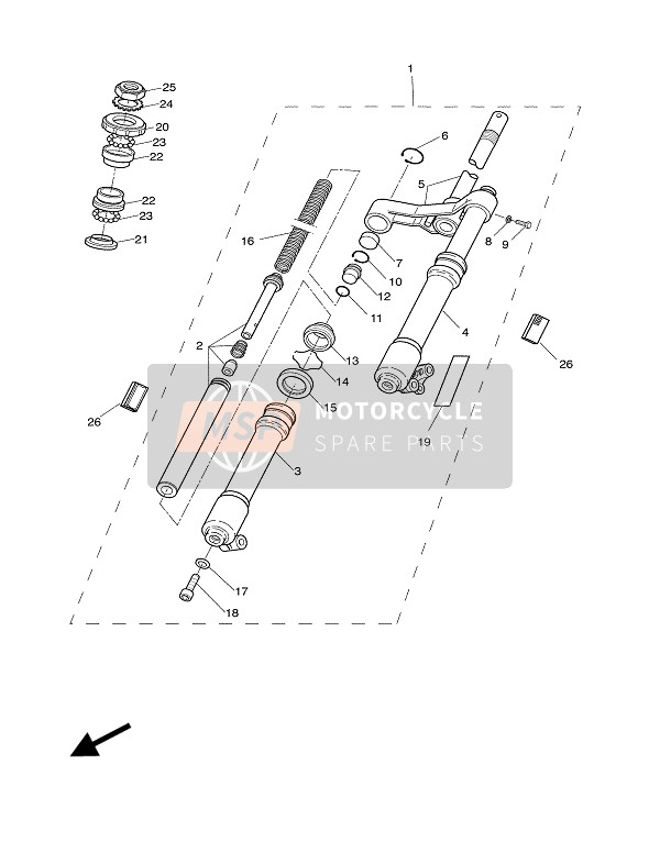 Yamaha CW50RS BOOSTER NG 2004 Tenedor frontal para un 2004 Yamaha CW50RS BOOSTER NG